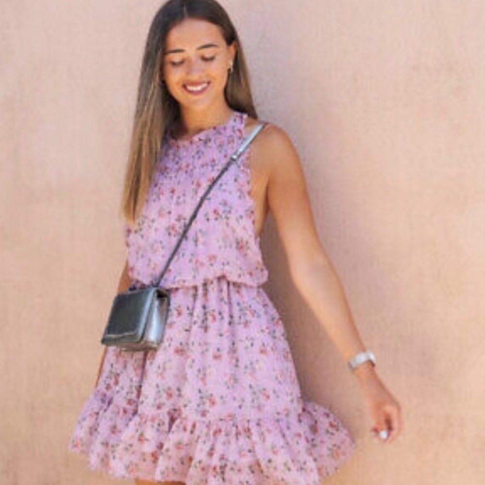 Zara purple cross back floral dress in size medium